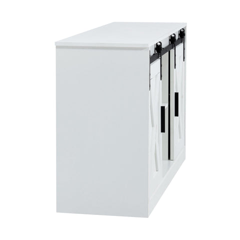 ZUN White decorative wooden TV / storage cabinet with two sliding barn doors, available for bedroom, 47276471