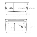 49'' Acrylic Freestanding Soaking Bathtub, Square-shape Japanese Soaking Hot Tub with Chrome W1573P210469