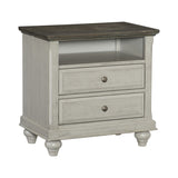 Classic Light Gray Finish 1pc Nightstand with 2x Drawers and Storage Cubby Dark Brown Top Modern B011P199394