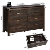 Brown MDF with solid wood veneer 120*40*80 Double row six drawer chest of drawers 88787047