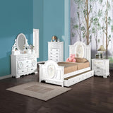 White 2-Drawer Nightstand with Floral Motifs B062P209008