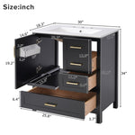 ZUN 30" Black Bathroom Vanity with Sink Combination Set, Bathroom Storage Cabinet with Soft Close Door, N729P177787B