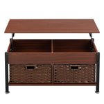 ZUN Metal coffee table,desk,with a lifting table,and hidden storage space.There were two removable 88018083