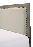 Grey Finish Fabric Upholstered Headboard Tufted Nailhead Trim 1pc Queen Size Panel Bed Beautiful B011P173507