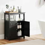 Black Bathroom Floor Cabinet Freestanding Storage Organizer 62241172