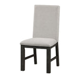 ZUN Dining Chairs Set of 2 Gray Upholstered Seat Stylish Back Antique Black Finish Wooden Frame Dining B011P170585