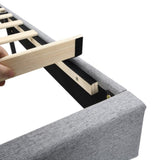 Queen-Size Upholstered Platform Bed Frame with a Modern Button-Tufted Linen Fabric Headboard,USB W311P285479