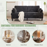 Modern style chenille 2-seater wood-legged sofa with LED light, USB charging port and storage bag W395P318548