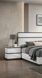 Contemporary 1pc Nightstand White Color High Gloss Finish w/ Metallic Accents Bedside Table w USB B011P158089