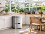 Motion Sensor Kitchen Trash Can, 19 Gal 3-Compartment Stainless Steel Garbage Bin with Infrared Lid, 80636102