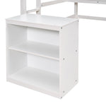 ZUN Twin size Loft Bed with Desk and Writing Board, Wooden Loft Bed with Desk & 2 Drawers Cabinet- White 69005243