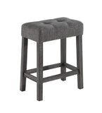 ZUN Lux Gray 3 Piece Counter Height 36" Pub Table Set with Tufted Gray Linen Stools B06177970