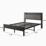 Full Size Bed Frame, Storage Headboard with Charging Station, Solid and Stable, Noise Free, No Box 14849351