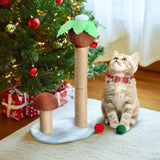 ZUN 27.5in Coconut Palm Tree Cat Scratching Post, Cute Cat Scratcher with Natural Sisal Posts & Dangling 19365590