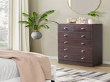 25.98*12.99"*35.04 5-Tier 6-Drawer Cabinet Drawer Dresser with Gold Handles Brown 17234498