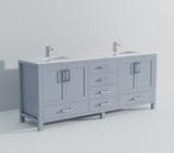 Dark Grey Double Bath Vanity 84 in. W x 22 in. D, Carrara Marble Top, and Faucet Set B2731P259152