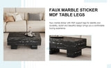 Modern Simple Black Marble Texture MDF Coffee Table - 43.3"x21.6"x17.2" Practical Model.Making it an W1151P271522
