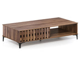 47 Inch Mid-Century Coffee with Storage Cabinets & Open Compartment, Walnut Wooden Look Accent 06885570