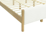 Modern White Boucle Upholstered Bed with Rubberwood Legs, KING, White N769P266448W