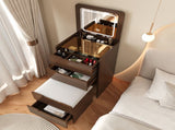 (48cm)(Walnut) 3 in 1 Vanity Desk with Plip Top Mirror,Small Make Up Vanity Set with Visible Glass W2641P305275