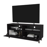 FM FURNITURE Black City Tv Stand 60" with Open Storage and 1 Door, Wengue B128P301397