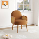 Mid-century Accent Chair with Rattan Armrests&Wooden Legs, for Living Room Reading Bedroom Balcony, N765P220370Y