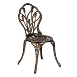 European Style Cast Aluminum Outdoor 3 Piece Tulip Bistro Set of Table and Chairs Bronze 34751352