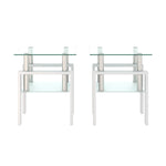 ZUN Set of 2, Modern Tempered Glass Tea Table Coffee Table End Table, Square Table for Living Room, W241104208