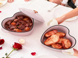 Enameled cast iron heart-shaped cooking pot, 24 cm inner diameter, 4 QT, gold heartshaped handle, 47502047