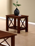 ZUN Modern Cherry Rubberwood 3pc Tables Set 1x Coffee Table and 2x End Tables MDF w/ Ogumi Veneer Top B011P237478