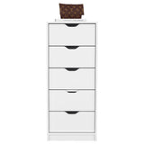 Dresser Kamran, Five Drawer Narrows, White Finish B092122837