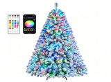 6ft Pre-Lit Flocked Christmas Tree, 300 RGB LED Lights with Smart APP & Remote, 16M Colors Music 22281427