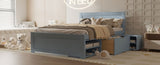 Full Size Platform Bed With Drawer And Two Shelves, Gray N709P214183E