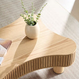 42.52 Inch Modern Wooden Handcraft Drum Coffee Table Irregular Shaped Coffee Table for Living W2582P279956