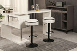 Round Storage Bar Stool Set of 2, Off White Linen Height Adjustable Barstool, 360&degCounter Height W2200P196801
