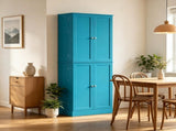65 Inch Pantry Storage Cabinet Blue 4 Doors 84814216