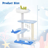 ZUN 3-layer cat tree, cat climbing frame, multi-functional activity center Marine theme design 64994911