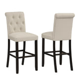 Leviton Solid Wood Tufted Asons Barstool, Set of 2, Tan T2574P165119