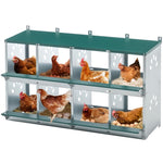 ZUN 8 Compartment Chicken Nesting Boxes,For Laying Eggs, Metal Poultry Nest Box Wall Mount for Chickens, W1422P246453