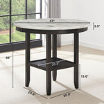 ZUN Mella Round Counter Height Wood Dining Table with Shelf, 42" Faux Marble Top, Dark Espresso Finish T2574P245865