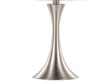 Lenuxe 24" Contemporary Metal Table Lamp in Polished Nickel and Grey Sparkly Linen Shade with Silver B202P224076
