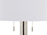 Master 29" Contemporary Metal Table Lamp in Polished Nickel and White Linen Shade from Grandview B202P224105