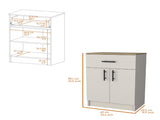 FM FURNITURE Cope kitchen Pantry in melamine with 2 doors and 1 drawer, ivory/ natural Oak B128P217895