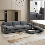96.5'' Chenille Sectional Sofa with Storage Ottoman and Pockets,Adjustable Phone Holder,Wide,4 61135243