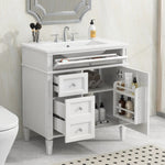 ZUN 30'' Bathroom Vanity with Top Sink, Modern Bathroom Storage Cabinet with 2 Drawers and a Tip-out N710P206904K