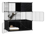 44" Multi-Level Cat Tree Indoor with Sisal Scratching Posts Condo Hammock Hanging Balls Black 92758311