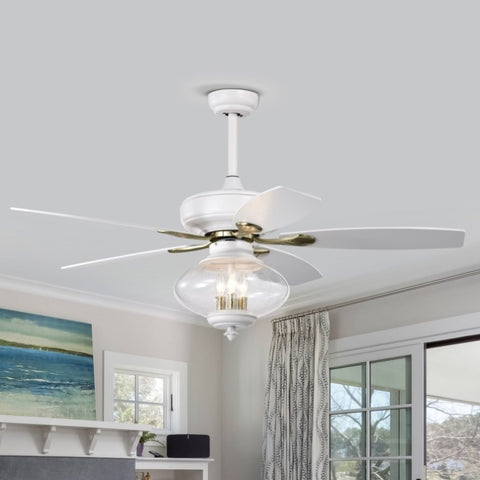 ZUN 52'' Low Profile Ceiling Fan , White Modern Ceiling Fans with Remote Control for Bedroom,Living W1592P163936