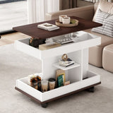 U-Can Adjustable End Table with Wheels, Modern Multifunctional Sofa Side Table with Lift-Top, N724P292505K
