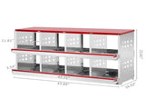 Chicken Nesting Boxes, 8 Compartment Metal Poultry Nest Box Wall Mount for Chickens Hens Ducks, Red 48265147