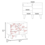 Red Rock Sideboard with Hairpin Legs, White and Natural Oak Finish B128P287516